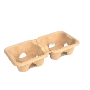 Recyclable Takeaway 2 Cup Carrier Disposable Clip-On Utility Coffee Drink Cup Paper Pulp Fiber Holder Tray for 8-32 oz