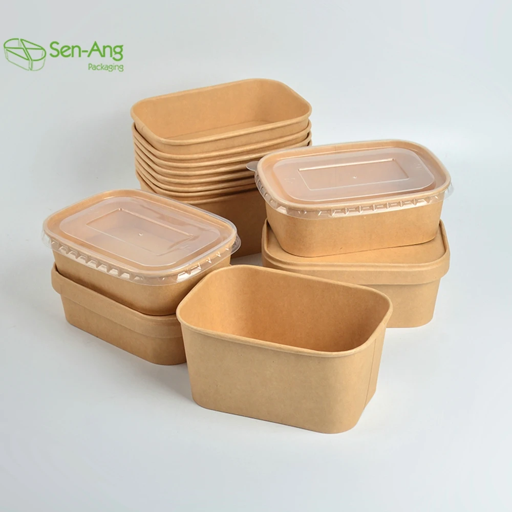 New Arrival Mixing Container Cover 500Ml Salad With Lid Disposable Kraft Paper Take Way Bowl - Image 4