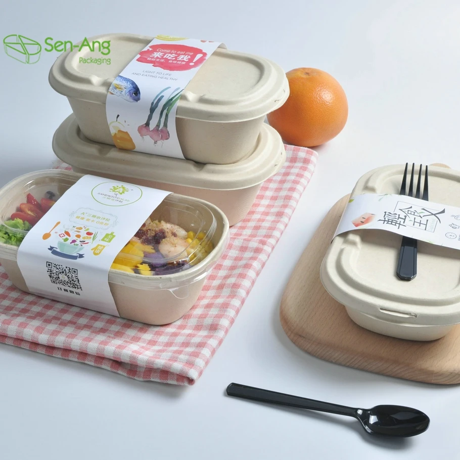 Factory Wholesale Disposable Paper 800Ml Sugarcane Pulp Food Lid Compartment Clam Shell Take Away Bagasse Box - Image 6