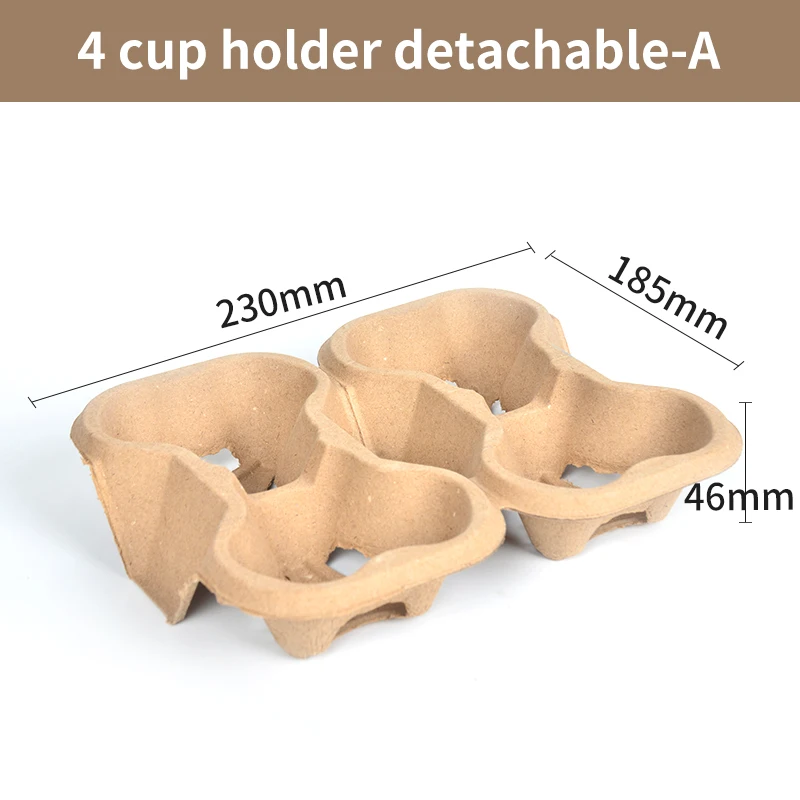2 4 Compartment Brown Corrugated Eco Friendly Disposable Paper Cup Holder with Tray for Take Away Coffee Cups - Image 6