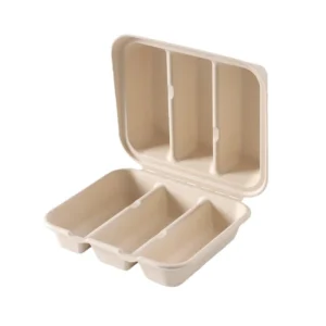 Disposable Eco-friendly Biodegradable Sugarcane Bagasse Taco Holder Customized Takeaway Food Tray Box for Sushi and Chewing Gum
