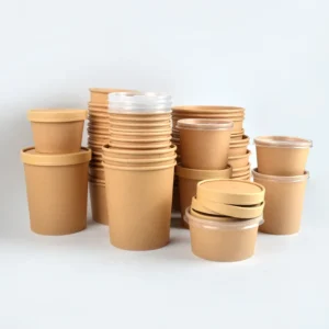 ODM OEM Emballages Alimentaires Round Brown Eco-Friendly Take Away Salad Fast Packaging Paper Kraft Bowl