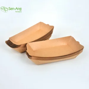 Promotion Ship Type Box Hot Dog 4Oz Boat Shape for Restaurant Kraft Paper Tray