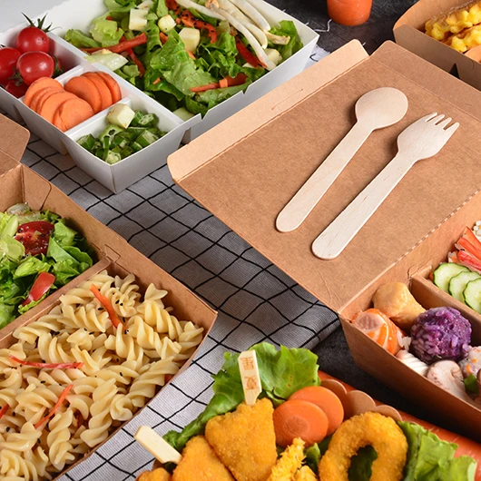 Wholesale Compartment Large Takeaway Paper Container Lunch With Lid Takeway Food Kraft Box - Image 2