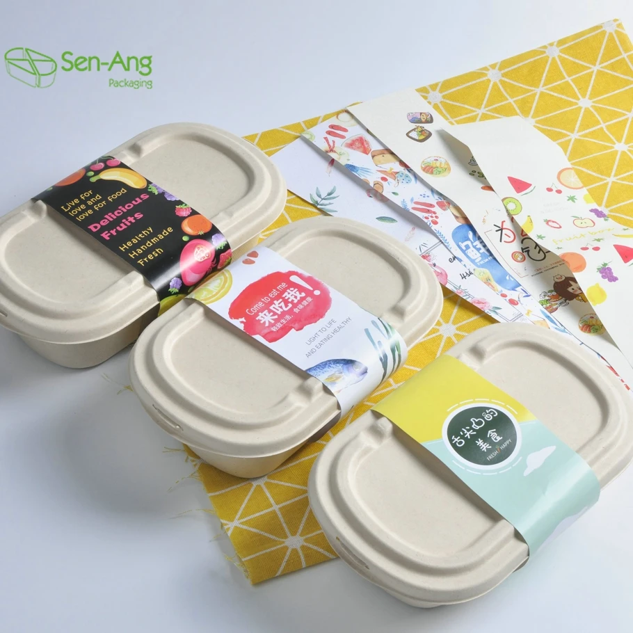 Factory Wholesale Disposable Paper 800Ml Sugarcane Pulp Food Lid Compartment Clam Shell Take Away Bagasse Box - Image 3