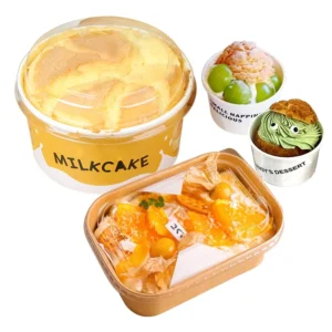 Custom Printing Food Packing CPET Oven Bake Cake Paper Bowl Salad Bowls Kraft Paper Bowl with Lid Disposable