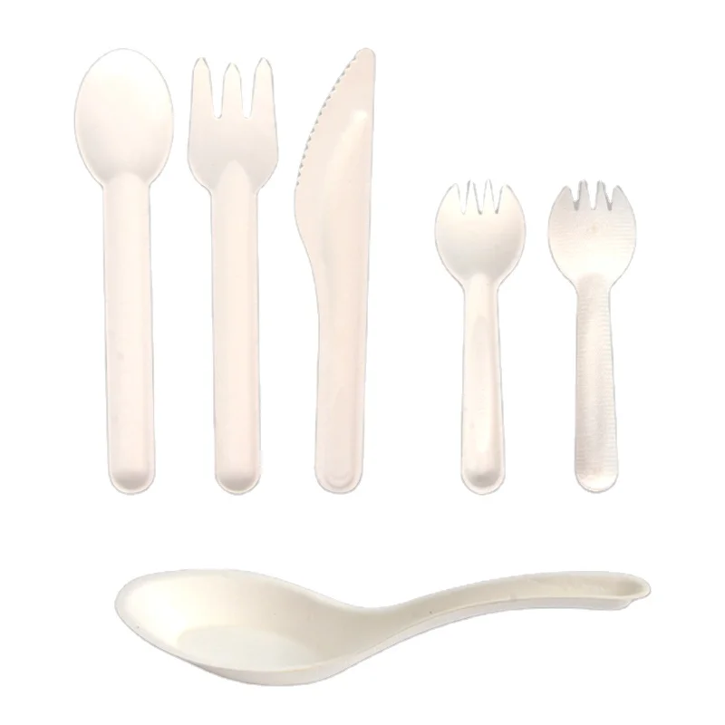 Biodegradable Compostable Bagasse Pulp Luxury Dinnerware Set Party Fork Knife Spoon Cutlery - Image 3