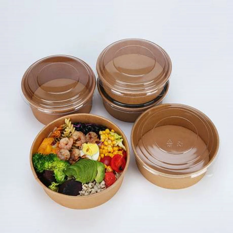 Customized Design Containers Wholesale Eco-friendly 1300ml Soup Salad Cups With Lid Food Paper Bowl Kraft - Image 6