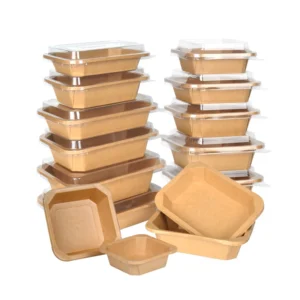 Disposable Fast Food Packaging Box 500ml Square Paper Salad Container Takeaway Octagonal Kraft White Paper Box Bowl