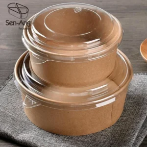 Large Kraft Takeway Customized Lid Take Way Paper Food Soup Bucket a Salad Bowl
