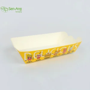 Disposable Eco-friendly Kraft Box Boat Shape PLA Coated Custom Packaging for Fast Food Cookie Sugar & Tray