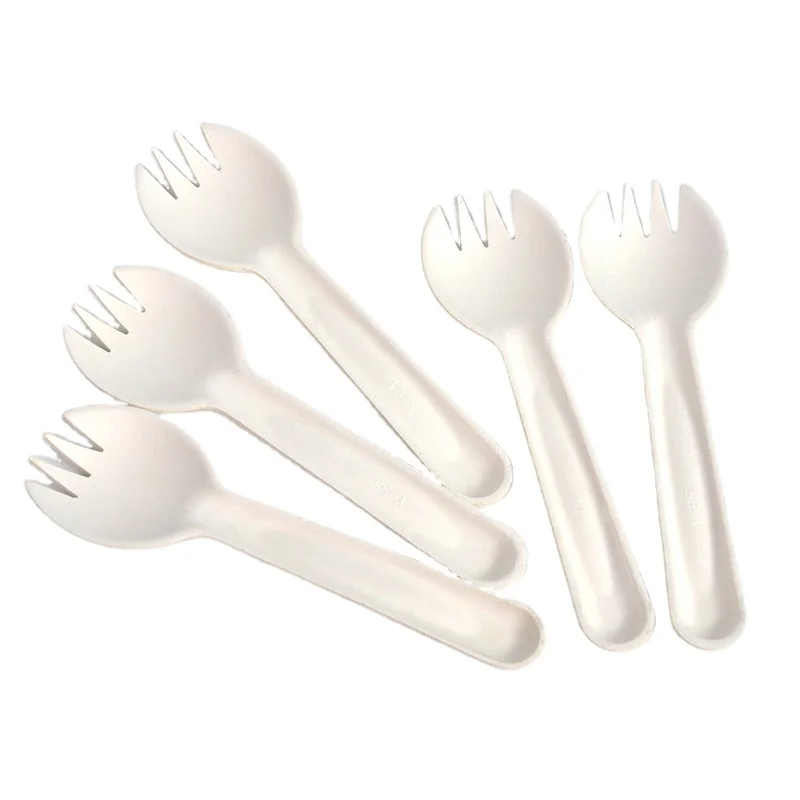 Biodegradable Disposable Cutlery Dinner Sugarcane Paper Plates Set Forks Knives Spoons Set