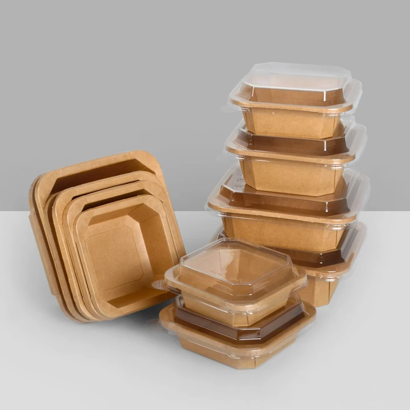 New Design Disposable Take-out Food Box Square Bottom Paper Bowl Kraft Paper Octagonal Bowl - Image 3