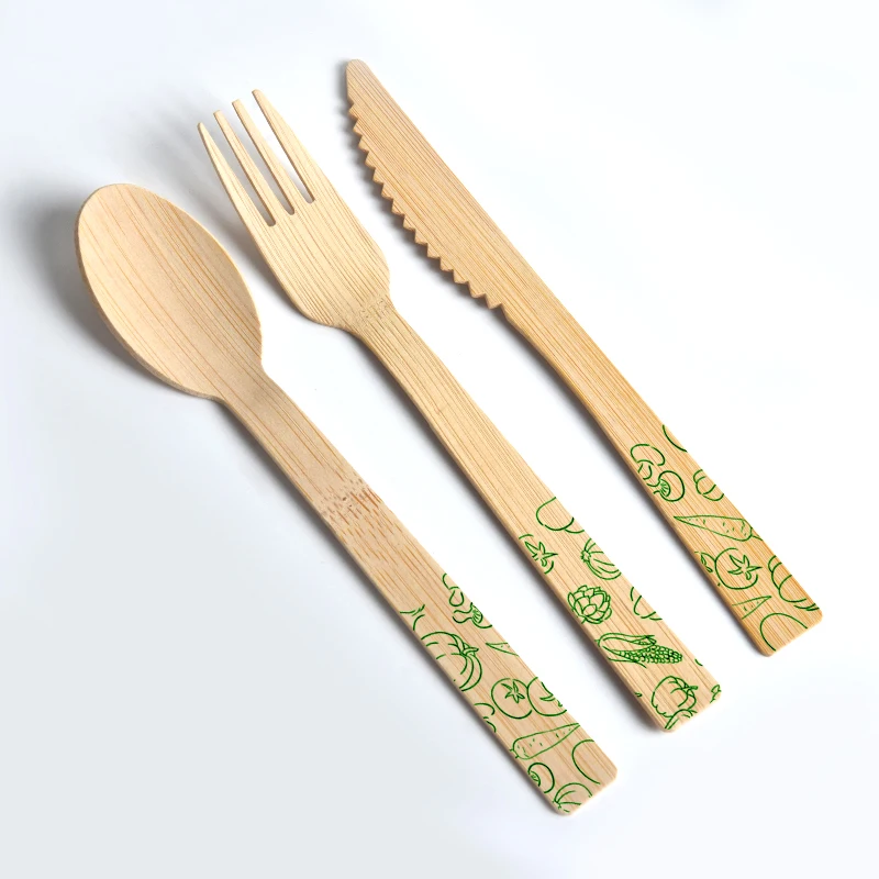 Disposable Bamboo Wooden Cutlery Set 100% All-natural Bulk Packing Eco-friendly Biodegradable and Compostable Utensils - Image 2