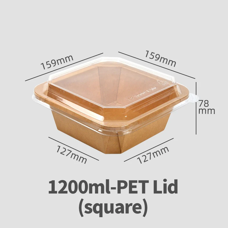 New Design Salad Rectangle Takeaway Kraft Paper 1200ml Octagonal Bowl Kraft Paper Bowls Food Packing Containers With Lid - Image 2