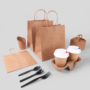 Kraft Paper Bag with Custom logo Design Take Away Shopping Brown Paper Bags