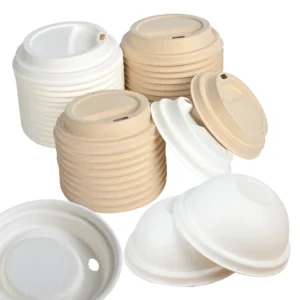 Free Samples 90mm Disposable Paper Pulp Cup Lid Compostable Molded Fiber Coffee Cup Lids Cafe