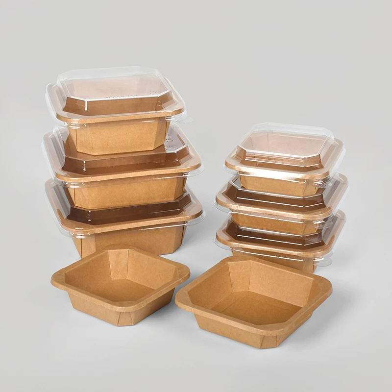 New Design Salad Rectangle Takeaway Kraft Paper 1200ml Octagonal Bowl Kraft Paper Bowls Food Packing Containers With Lid - Image 3