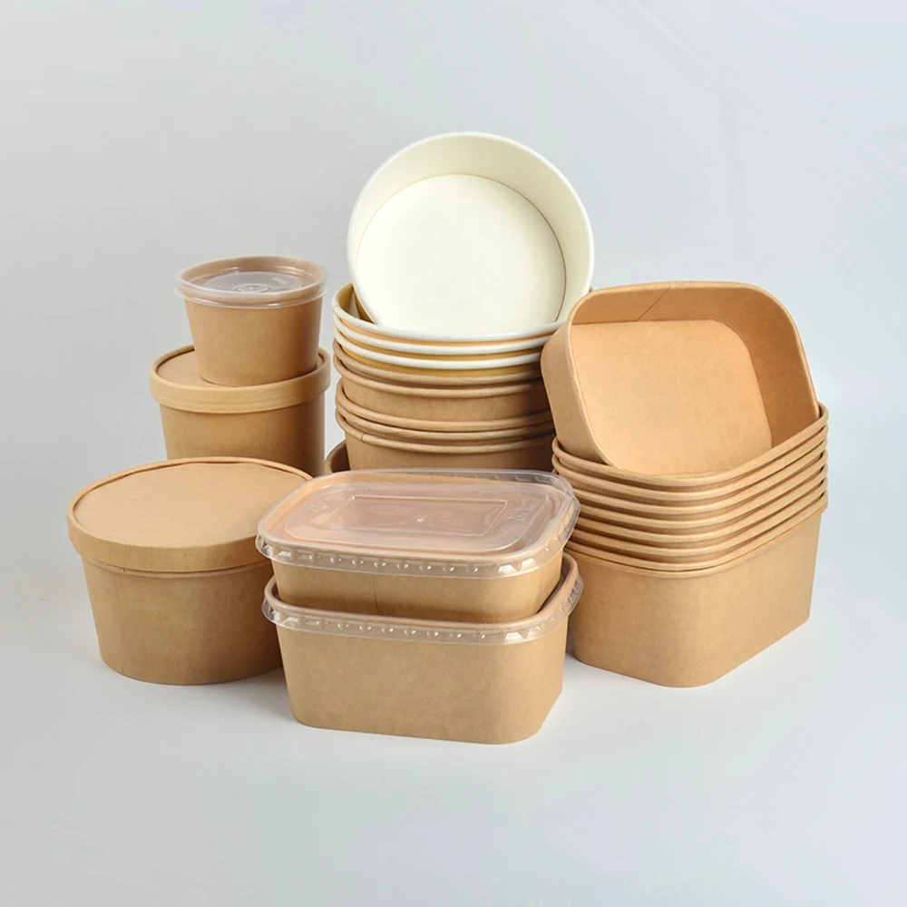 ODM OEM Disposable Round Brown Eco-Friendly Take Away Fast Packaging Kraft Paper Salad Bowl with Lid - Image 5