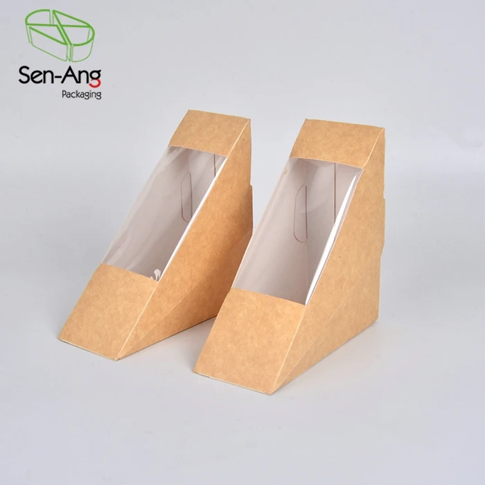 Yellow White Triangle Reusable Pp Paper Packaging Sandwich Wrap Box - Image 6