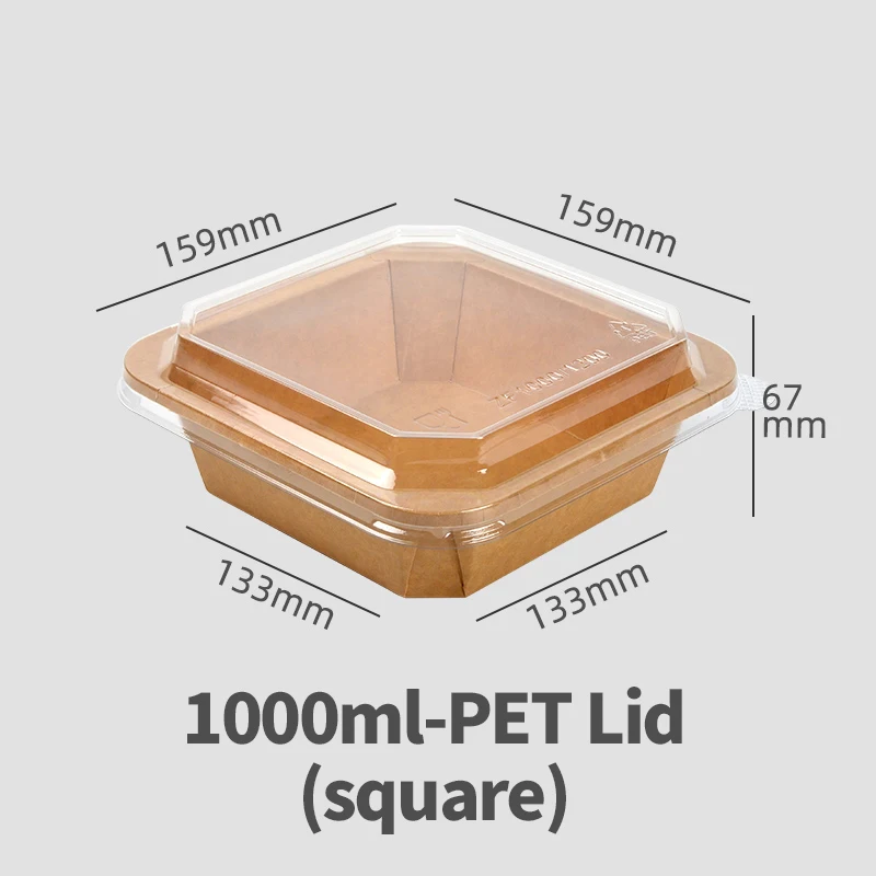 1L Disposable Eco-Friendly Takeaway Kraft Paper Octagonal Bowl with PET Lid for Salad Pet Food & Bread - Image 2