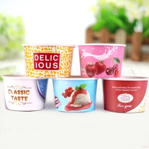 Eco Friendly Printed Logo Ice Cream Bucket Ice Cream Paper Bowl Disposable Ice Cream Packing Cup