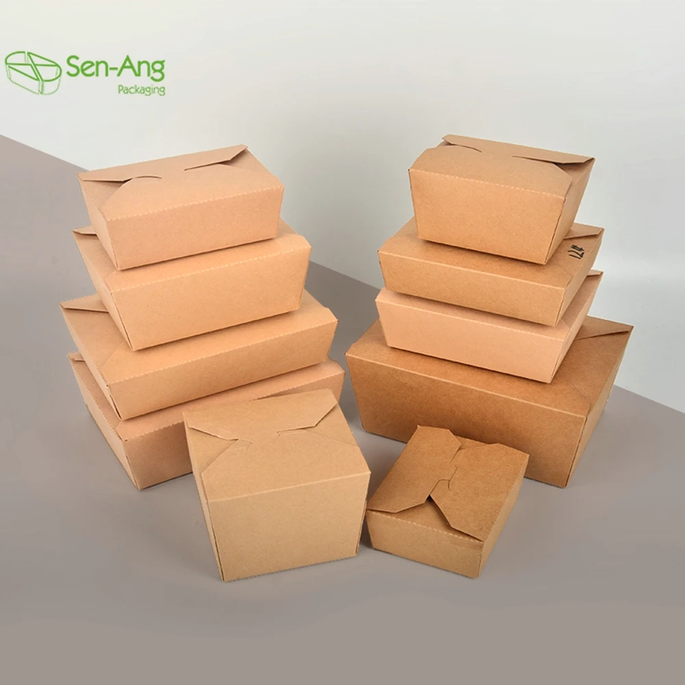 Wholesale Take Away Fast Food Packaging Rectangular Container 750Ml Kraft Paper Pastry Box