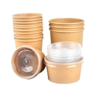 Disposable 26oz Kraft Paper Soup Cup Bowl With Paper Lid Takeaway Lunch Packing Takeout Food Packaging Bucket