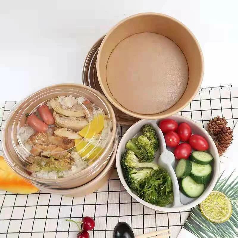 Printable Microwave Disposable Food Packaging Hot Container Round White Kraft Paper Soup Bowl With Lid - Image 6