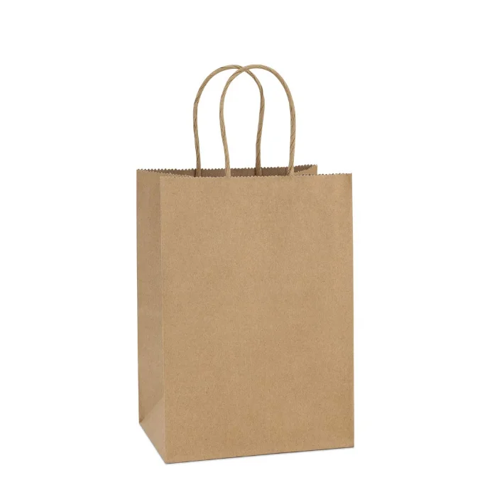 Custom Your Own Logo Size Color Cheap Food Take Away Bown Kraft Paper Bag with Handle - Image 4