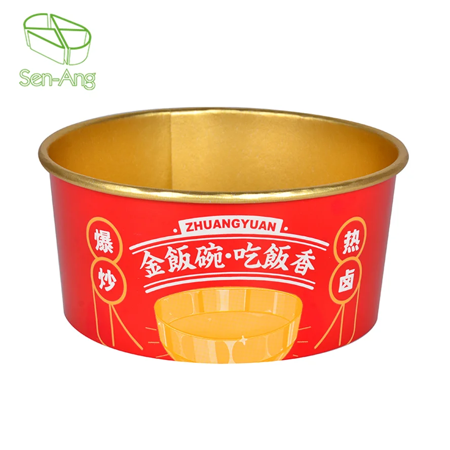 Eco Friendly Camping Disposable Round Waterproof Oilproof Kraft Paper Salad Bowl with PP & Paper Lid White Brown - Image 6