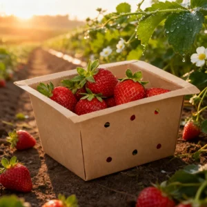 Disposable Heavy-Duty Food-Safe Sustainable Packaging Box for Supermarkets Growers Kraft Paper Produce Tray with Lid