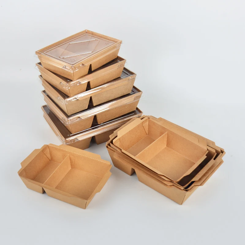 Custom Printed Eco-friendly Kraft Paper Lunch Bento Box with Matt Lamination Double Cells for Sushi & Noodle Packaging - Image 6