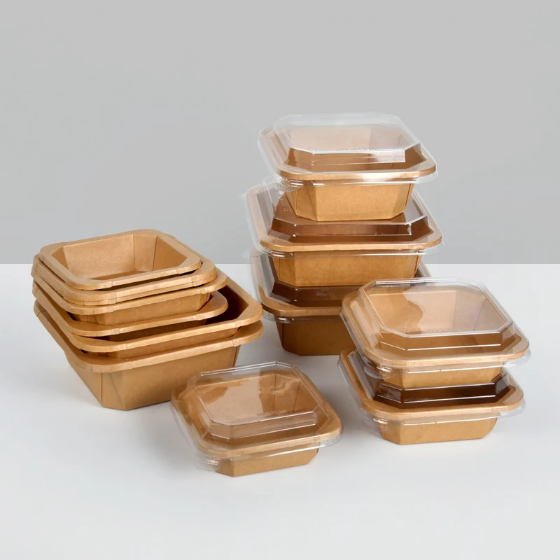 New Design Disposable Take-out Food Box Square Bottom Paper Bowl Kraft Paper Octagonal Bowl - Image 6