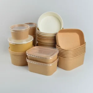 Printable Microwave Disposable Food Packaging Hot Container Round White Kraft Paper Soup Bowl