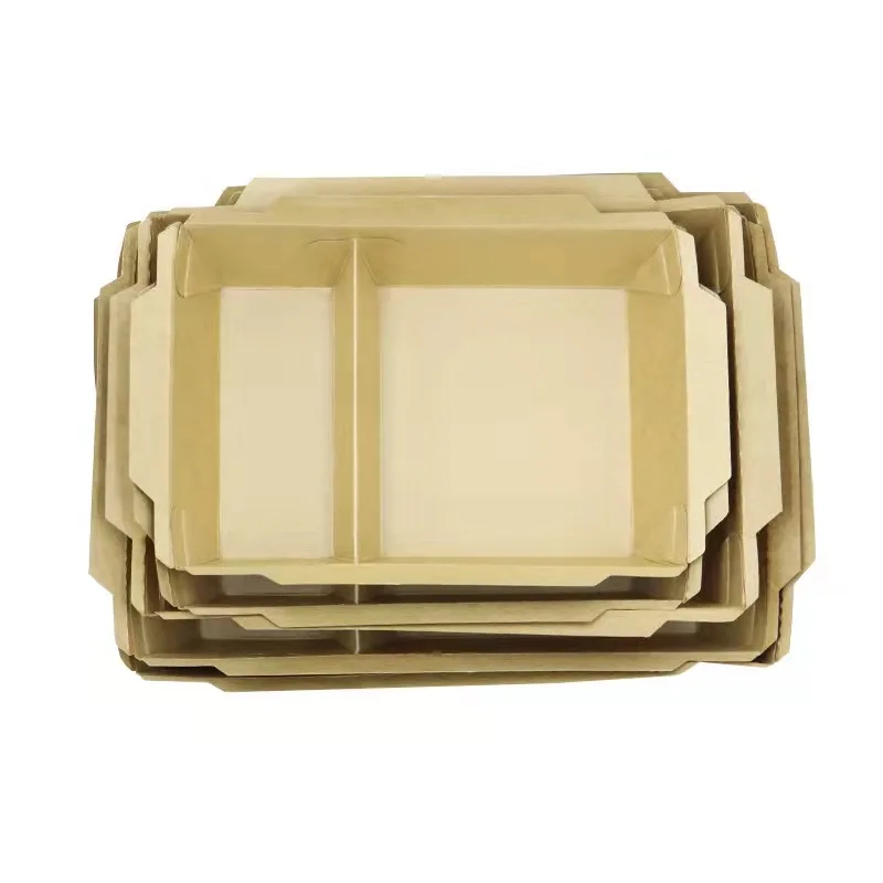 Wholesale Restaurant Take Away Food Bowl Disposable Kraft Paper Square Bottom Salad Bowl Lunch Box With Lid - Image 3