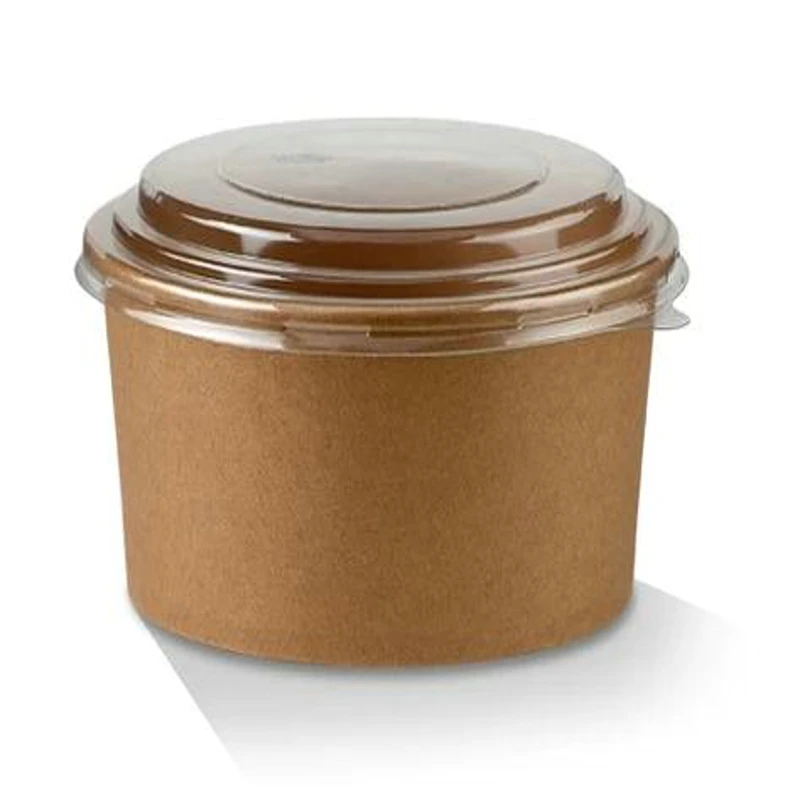 Customized Design Containers Wholesale Eco-friendly 1300ml Soup Salad Cups With Lid Food Paper Bowl Kraft