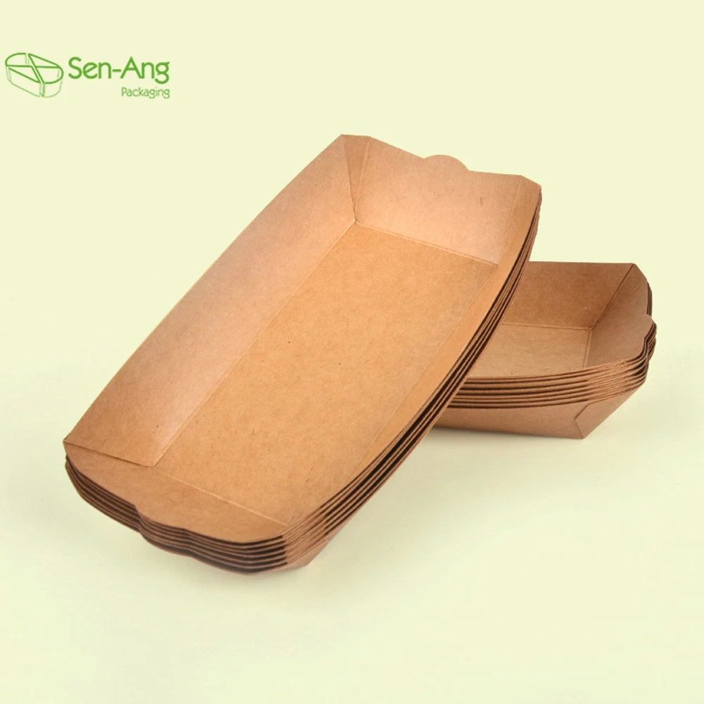 Wholesale Food Boat Disposable Hot Dog French Fry Shape Cookie Snack 6Oz Kraft Paper Tray - Image 6
