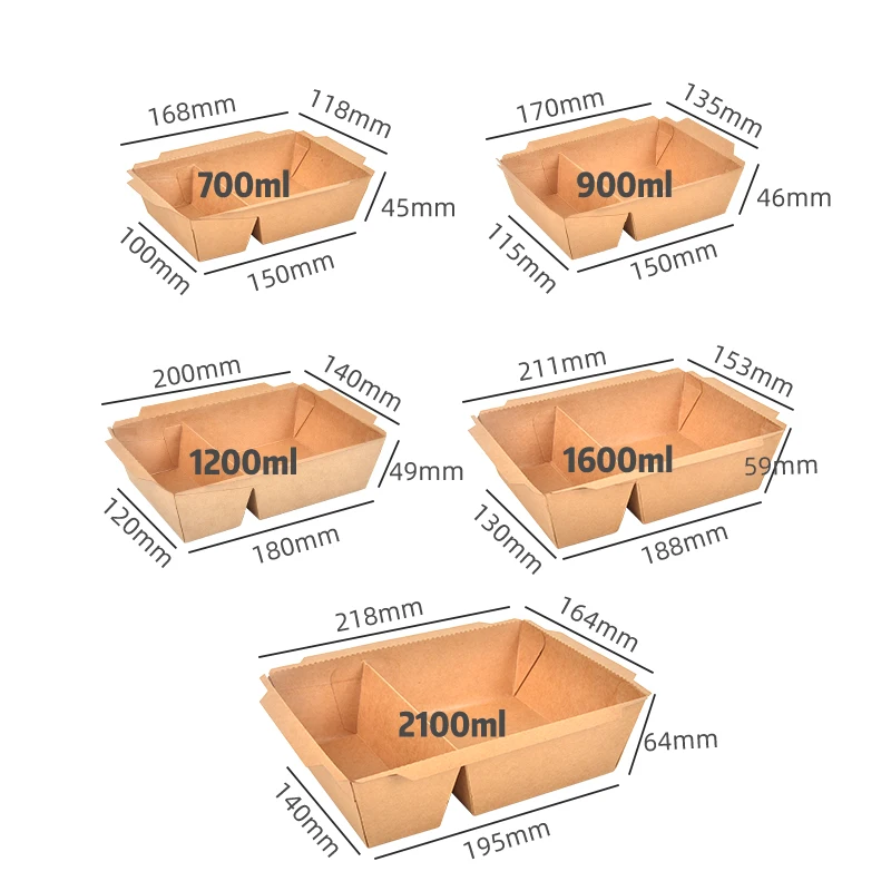 Custom Printed Eco-friendly Kraft Paper Lunch Bento Box with Matt Lamination Double Cells for Sushi & Noodle Packaging
