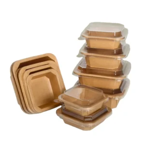 500ml Octagonal Shape Disposable Paper Bowl 500ml Kraft Color Dessert Box