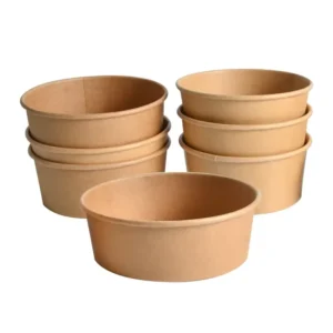 Cheap Disposable Kraft Paper Way Dispos Custom Print Round 500 750 1000Ml Take Away Salad Bowl
