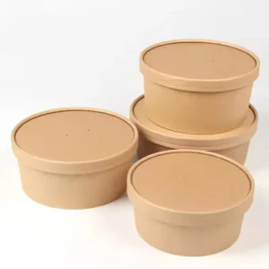 Cheap Eco Friendly Disposable Kraft Paper Salad Bowl with PP Lid Camping Use Multi Size Customizable Logo