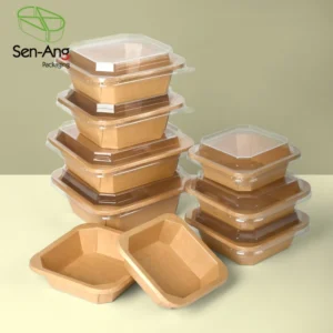 in Stock Disposable Eco Friendly New Design Salad Takeaway Kraft Paper Octagonal Bowl with Lid for Cookie and Candy