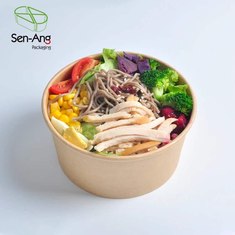 500ml 750ml 1000ml 1300ml Printed Disposable Kraft Paper Bowl Take Away Bowl clear Lid - Image 3
