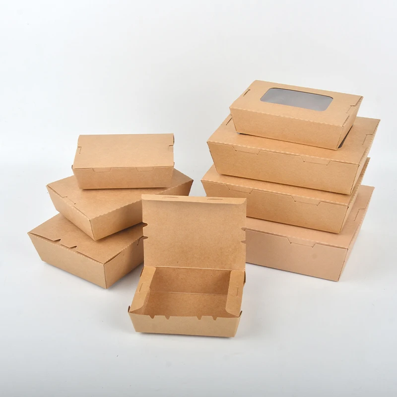 Wholesale Kraft Paper Food Box Salad Fruit Takeaway Box Lunch Packaging Box With PET PP Window - Image 2