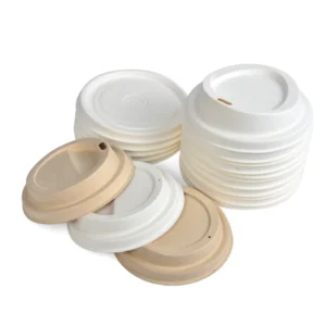 Biodegradable 80-90mm Composable Lid Disposable Pulp Paper Cover for Coffee Cup and Bagasse Pulp Lids Bottle Caps & Closures