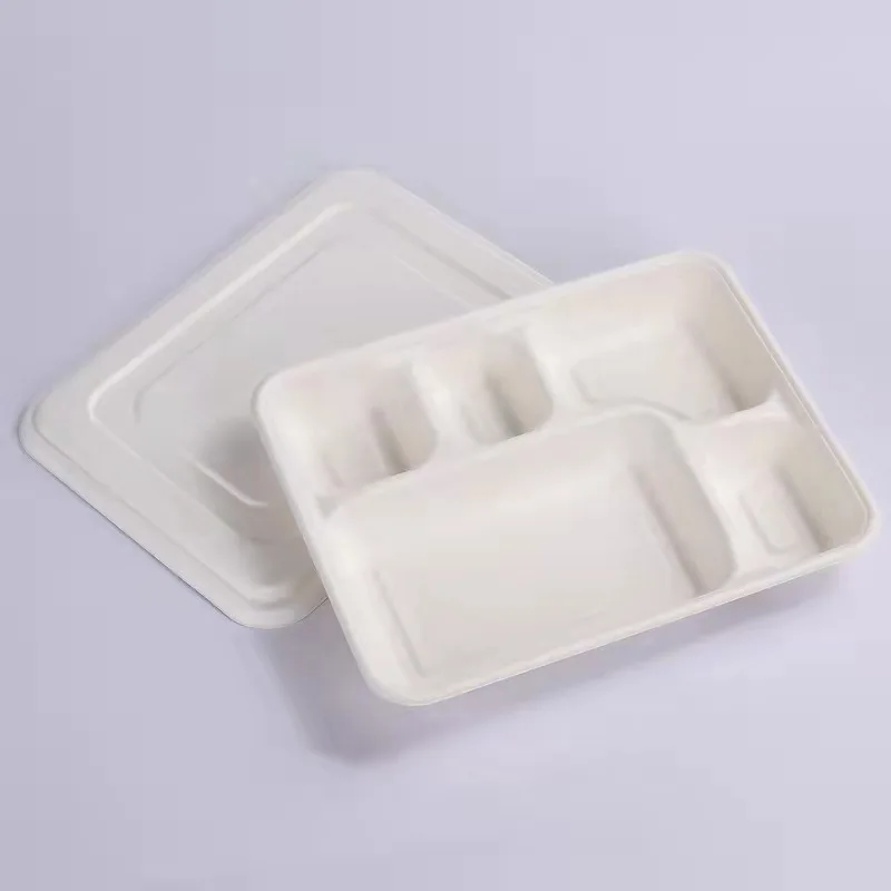 Bagasse Box Microwave Safe Disposable Pulp Paper Lunch Box - Image 2