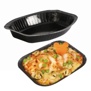 Large Pet Paper Tray for Supermarket Meat Vegetables Fruits BBQ Tableware Salad Bowl Take Away Food Packaging