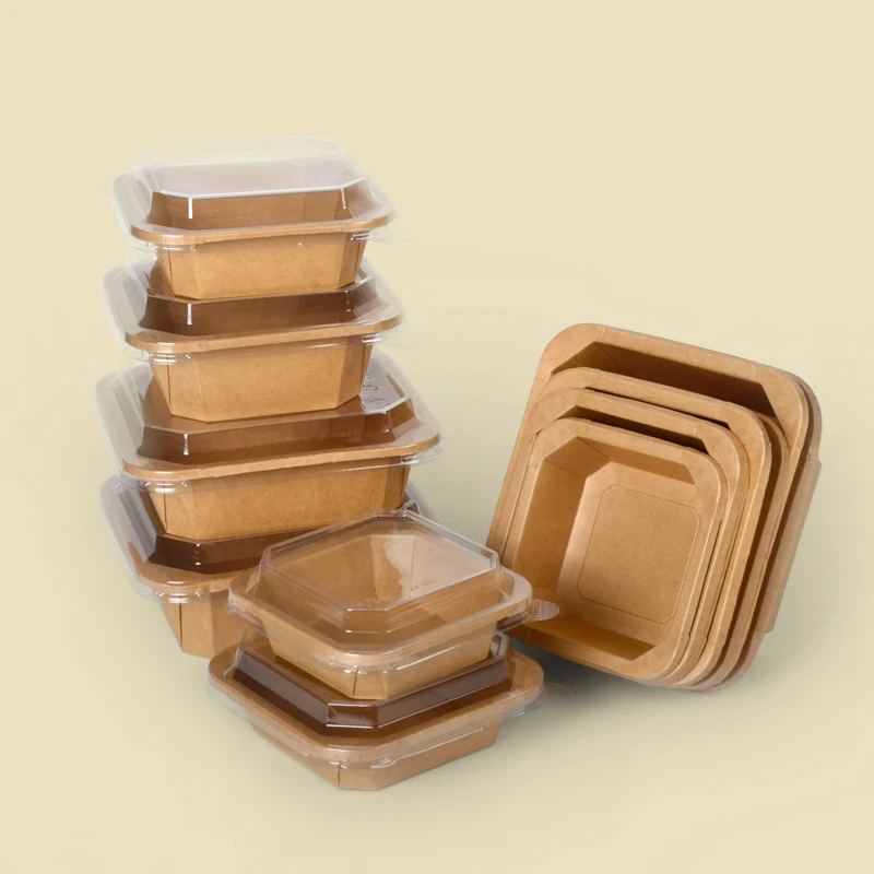 New Design Disposable Take-out Food Box Square Bottom Paper Bowl Kraft Paper Octagonal Bowl - Image 2
