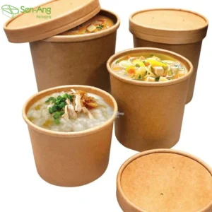 Packaging Packing Takeout Bowl Take Way Kraft Salad Away Pack Cup Lid Square Paper Soup Bucket